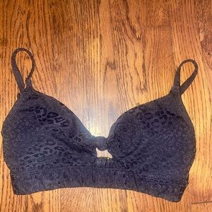 Black cheetah print bathing suit top